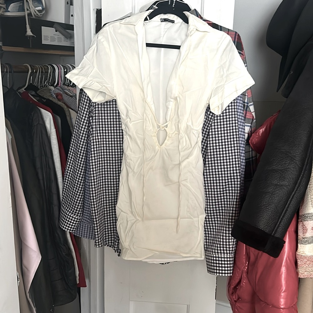 Zara White collard dress Size Small
